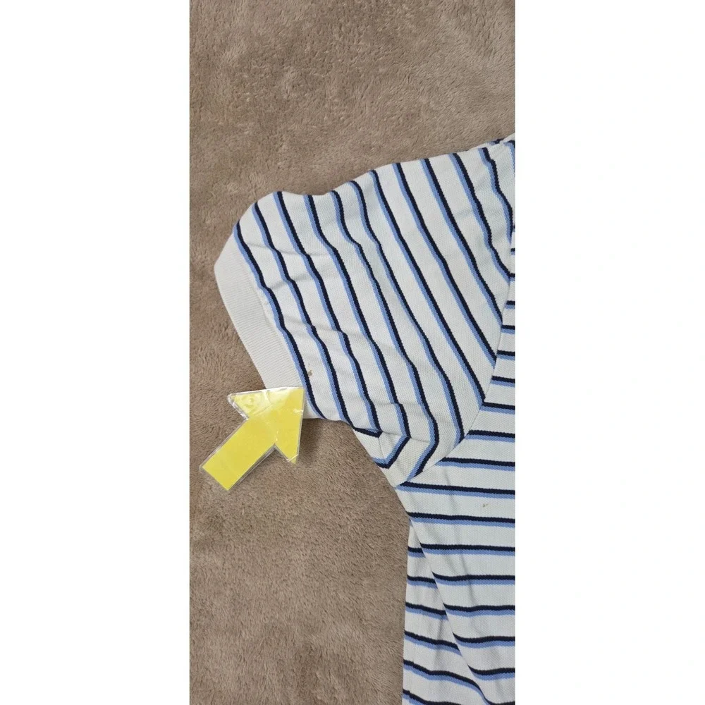 Vintage Polo Ralph Lauren Polo Shirt Mens size L white/Blue striped Cotton S/S